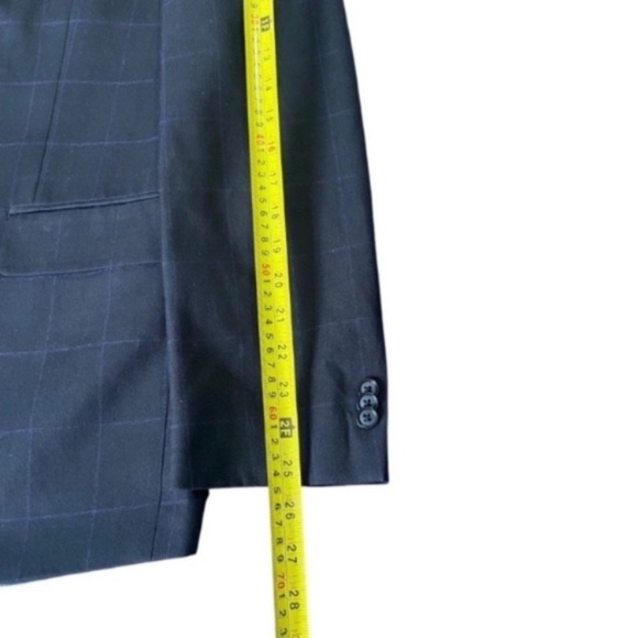 Mens Windowpane Blazer Blue Sean John Sport Coat Wool Size 42R - Picture 4 of 9